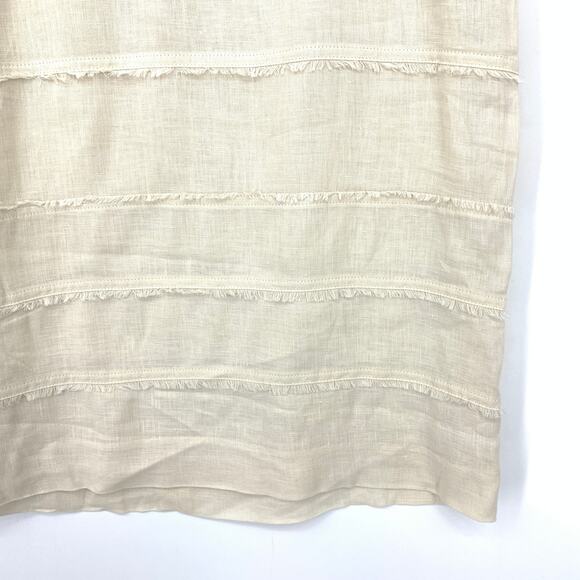 Talbots Sheath Dress Womens Size 6P Sleeveless Fringe Striped Cream 100% Linen - Picture 4 of 6
